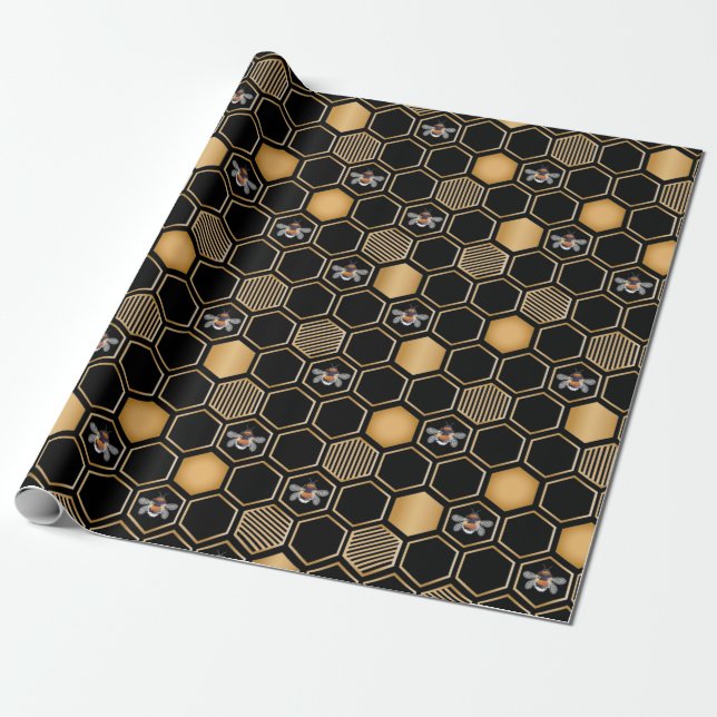 Papier Cadeau Motif de nid d'abeille (Déroulé)