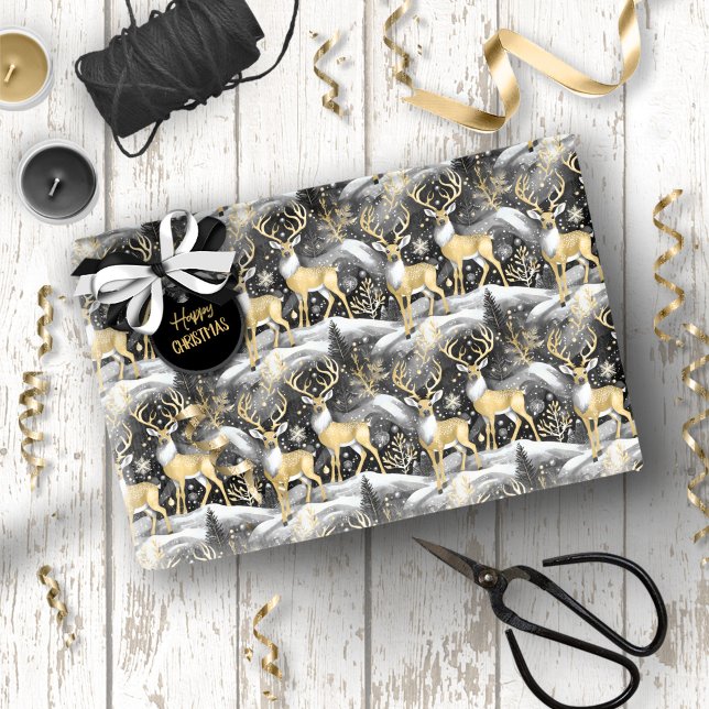 Papier Cadeau Motif de Noël Black Gold #14 ID1009 (Créateur téléchargé)