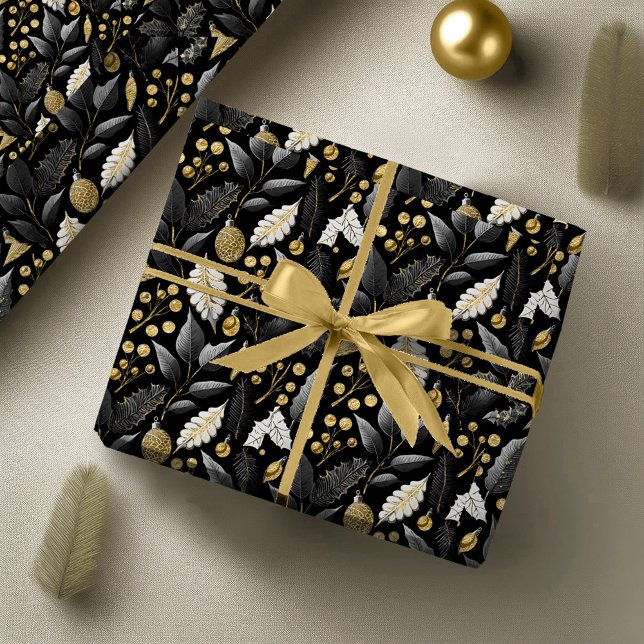 Papier Cadeau Motif de Noël Black Gold #18 ID1009 (Créateur téléchargé)