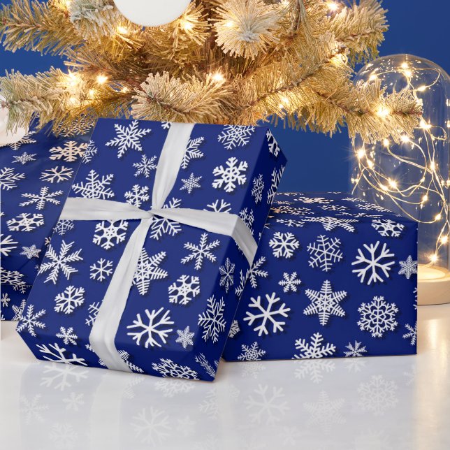 Papier Cadeau motif de Noël blanc bleu (Vacances)