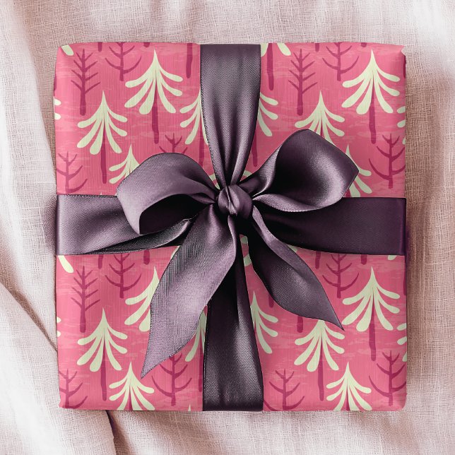 Papier Cadeau Motif de Noël blanc rose moderne (Créateur téléchargé)