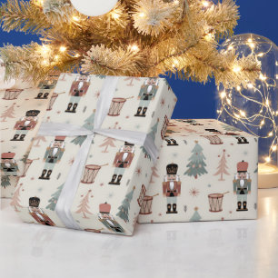 Papier Cadeau Motif de Noël Casse-Noisette Neutre Pastel