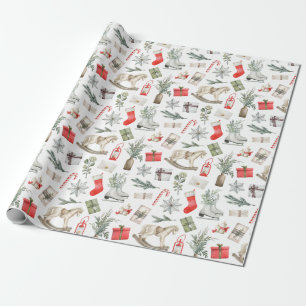 Papier Cadeau Motif de Noël Cheval Rocse Patinage de glace Cadea