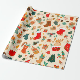 Papier Cadeau Motif de Noël coloré