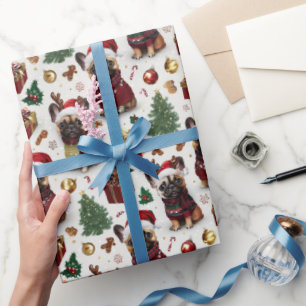 Papier Cadeau Motif de Noël de Bouledogue Français