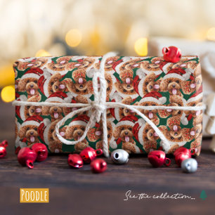 Papier Cadeau Motif de Noël de Caniche Drôle