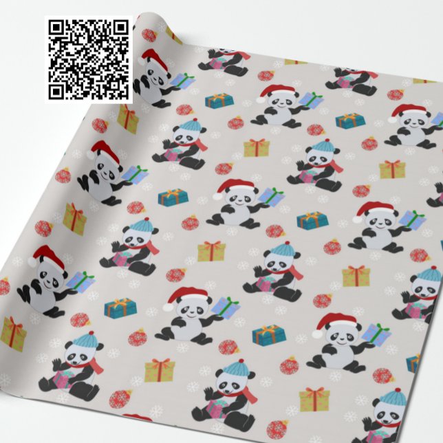 Papier Cadeau Motif de Noël de Cute Panda (Créateur téléchargé)