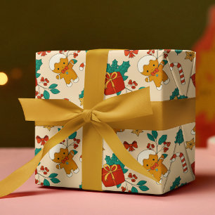 Papier Cadeau Motif de Noël de pain d'épices