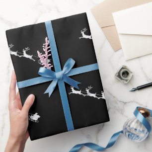 Papier Cadeau motif de noël de rennes d'argent arrière - plan no