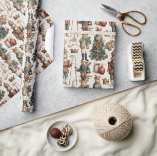 Papier Cadeau Motif de Noël de souris soldats de jouet