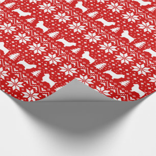 Papier Cadeau Motif de Noël de Terrier Silhouettes