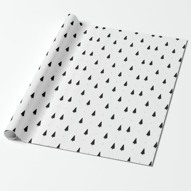 Papier Cadeau Motif de Noël d'épicéas en hiver (Déroulé)
