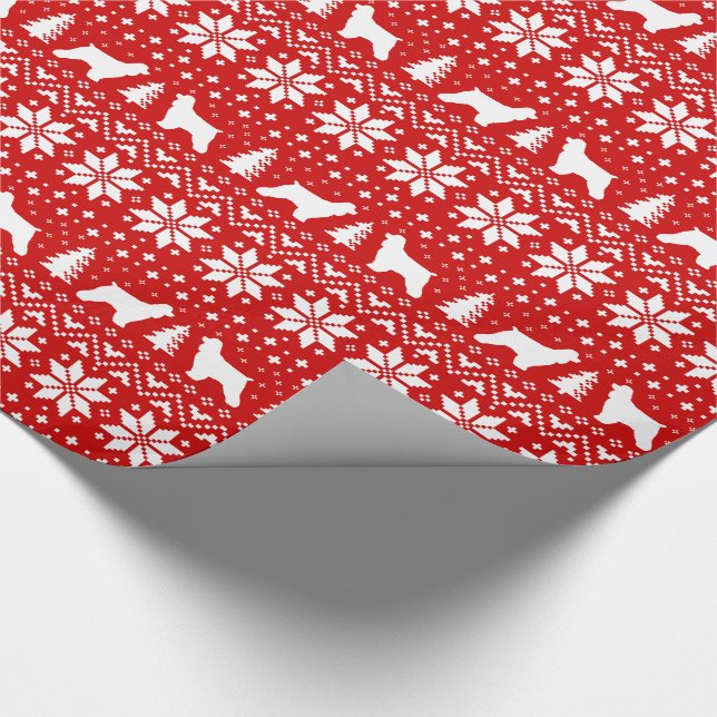 Papier Cadeau Motif de Noël des chiens de Cocker Spaniel Silhoue (Coin)