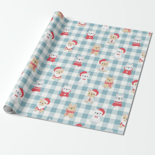 Papier Cadeau Motif de Noël des chiots français de Bulldog