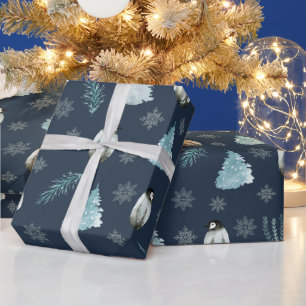 Papier Cadeau Motif de Noël des pingouins