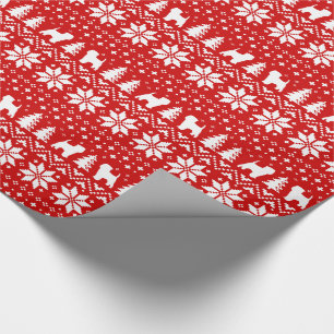 Papier Cadeau Motif de Noël des silhouettes de chien d'Affenpins