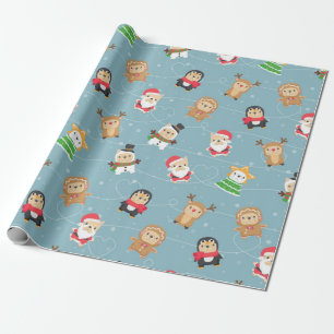 Papier Cadeau Motif de Noël du Bulldog français