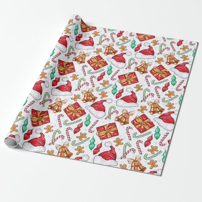 Papier Cadeau Motif de Noël du dessin animé (Déroulé)