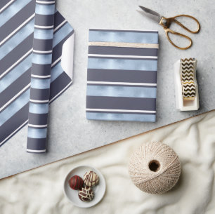 Papier Cadeau Motif de Noël en bande bleue ID862