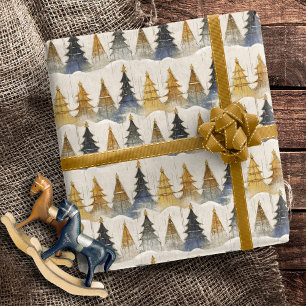 Papier Cadeau Motif de Noël en or bleu #9 ID1009
