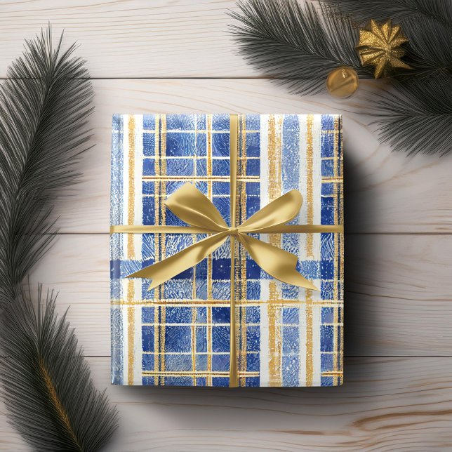 Papier Cadeau Motif de Noël en or bleu n° 2 ID1009 (Créateur téléchargé)