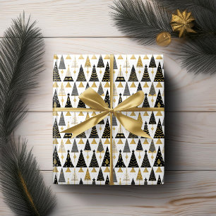 Papier Cadeau Motif de Noël en or noir #25 ID1009