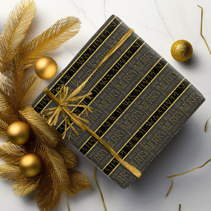 Papier Cadeau Motif de Noël en or noir #35b ID1009
