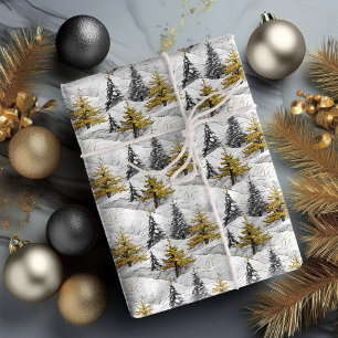 Papier Cadeau Motif de Noël en or noir n° 4 ID1009