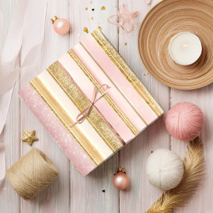 Papier Cadeau Motif de Noël en or rose #27 ID1009
