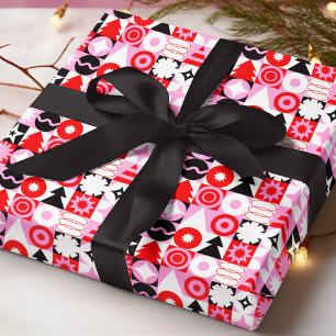 Papier Cadeau Motif de Noël géométrique moderne tendance Rouge R