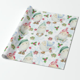 Papier Cadeau Motif de Noël Gnome d'hiver
