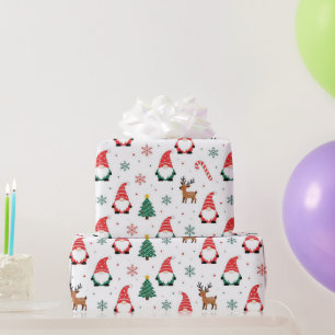 Papier Cadeau Motif de Noël Gnome Reindeer