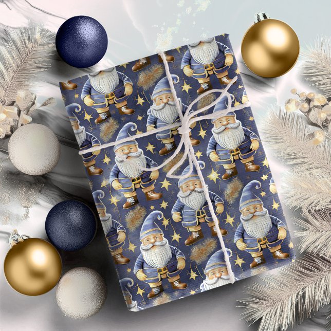 Papier Cadeau Motif de Noël Gold bleu#11 ID1009 (Créateur téléchargé)