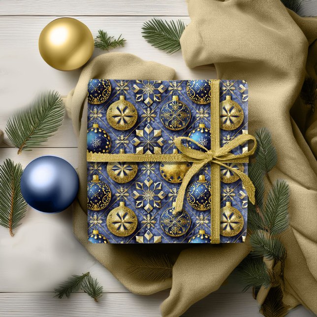 Papier Cadeau Motif de Noël Gold bleu#20 ID1009 (Créateur téléchargé)