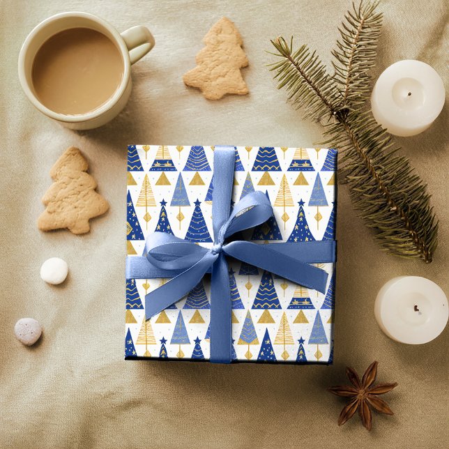 Papier Cadeau Motif de Noël Gold bleu#25 ID1009 (Créateur téléchargé)