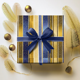 Papier Cadeau Motif de Noël Gold bleu#27 ID1009