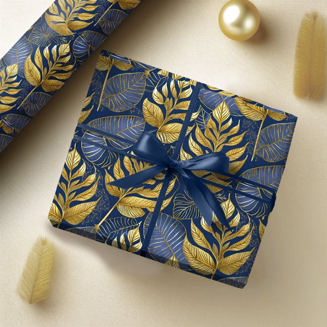 Papier Cadeau Motif de Noël Gold bleu#29 ID1009 (Créateur téléchargé)