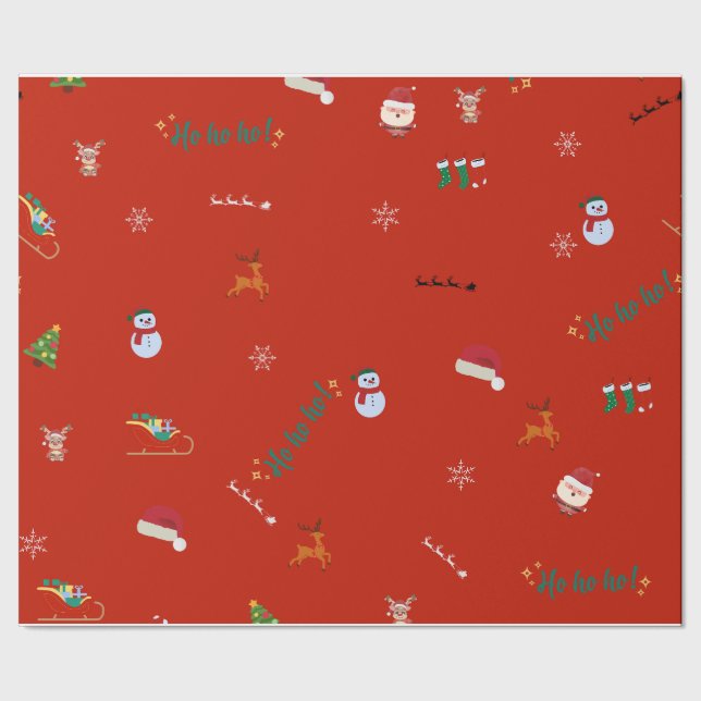 Papier Cadeau Motif de Noël HO ! Oh ! Oh ! (Couture)