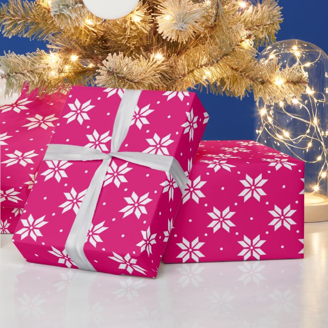 Papier Cadeau Motif de Noël Hot Pink hiver (Vacances)