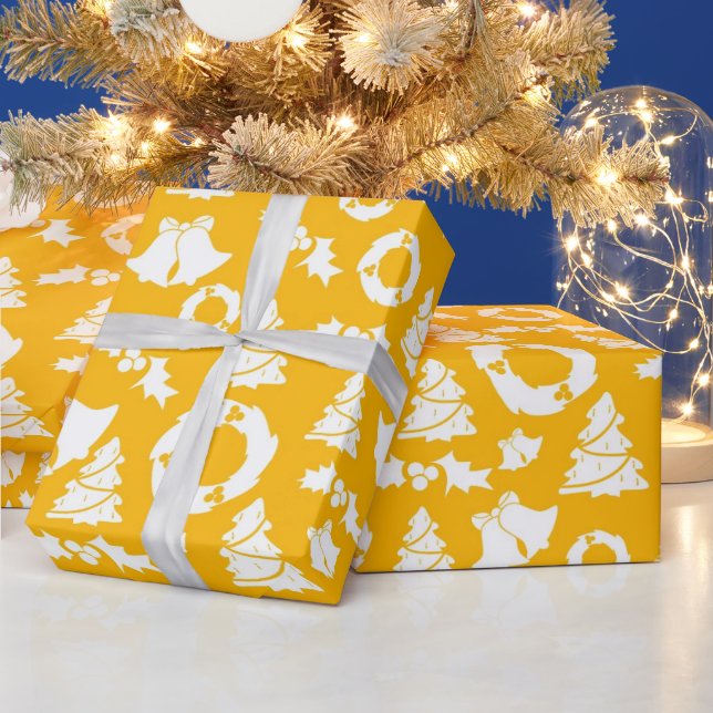 Papier Cadeau Motif de Noël jaune (Vacances)