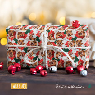 Papier Cadeau Motif de Noël Labrador drôle