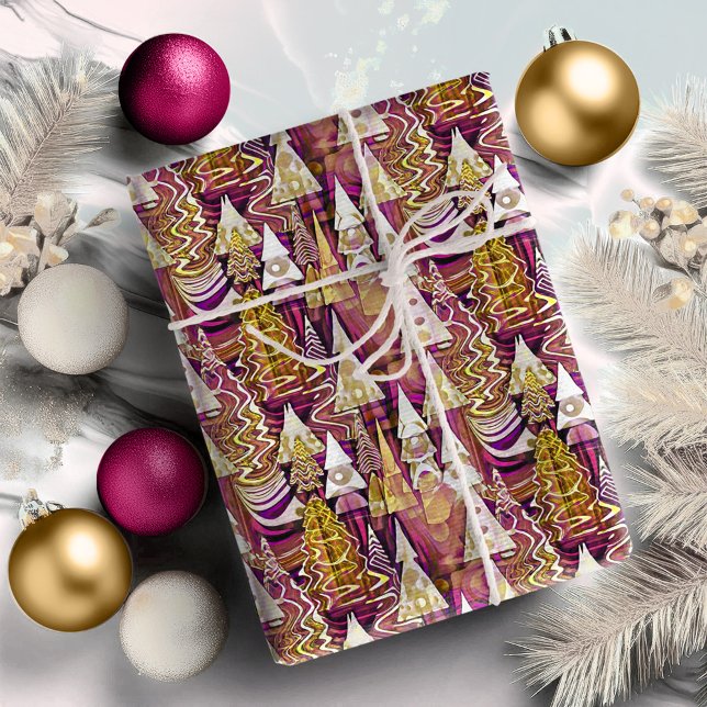 Papier Cadeau Motif de Noël Magenta Gold#25 ID1009 (Créateur téléchargé)