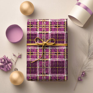 Papier Cadeau Motif de Noël Magenta Gold n° 7 ID1009