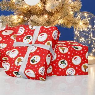 Papier Cadeau Motif de Noël mignon en rouge