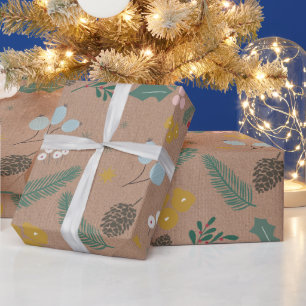 Papier Cadeau Motif de Noël moderne surdimensionné Kraft