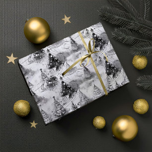 Papier Cadeau Motif de Noël noir n° 3 ID1009