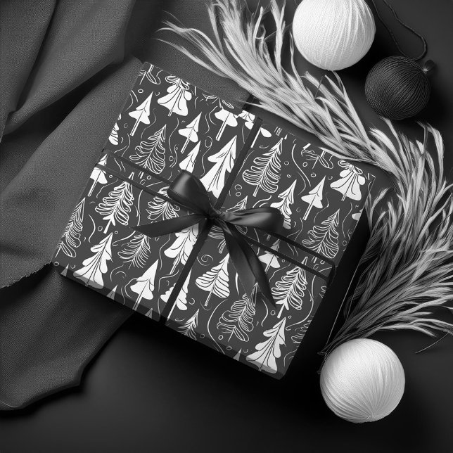 Papier Cadeau Motif de Noël noir n° 6 ID1009 (Créateur téléchargé)