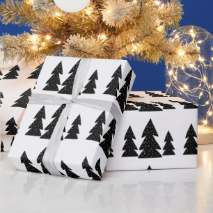 Papier Cadeau Motif de Noël noir scandinave moderne