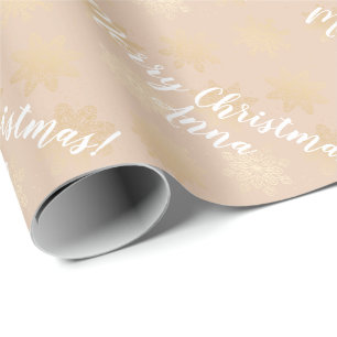 Papier Cadeau Motif de Noël personnalisé par or moderne élég