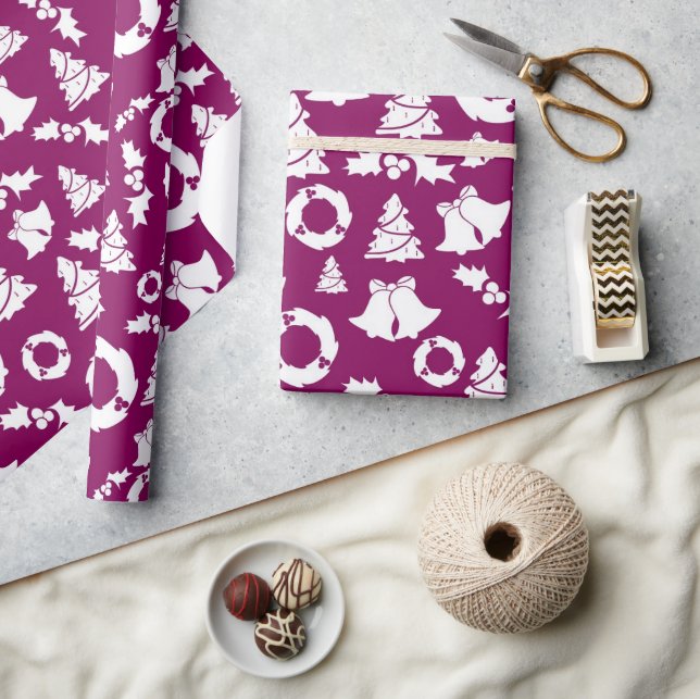 Papier Cadeau Motif de Noël pourpre (Artisanat)